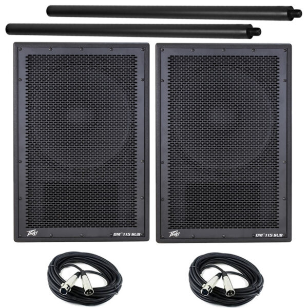 Peavey Dark Matter DM115 Powered Sub PAIR w/Poles & Cables