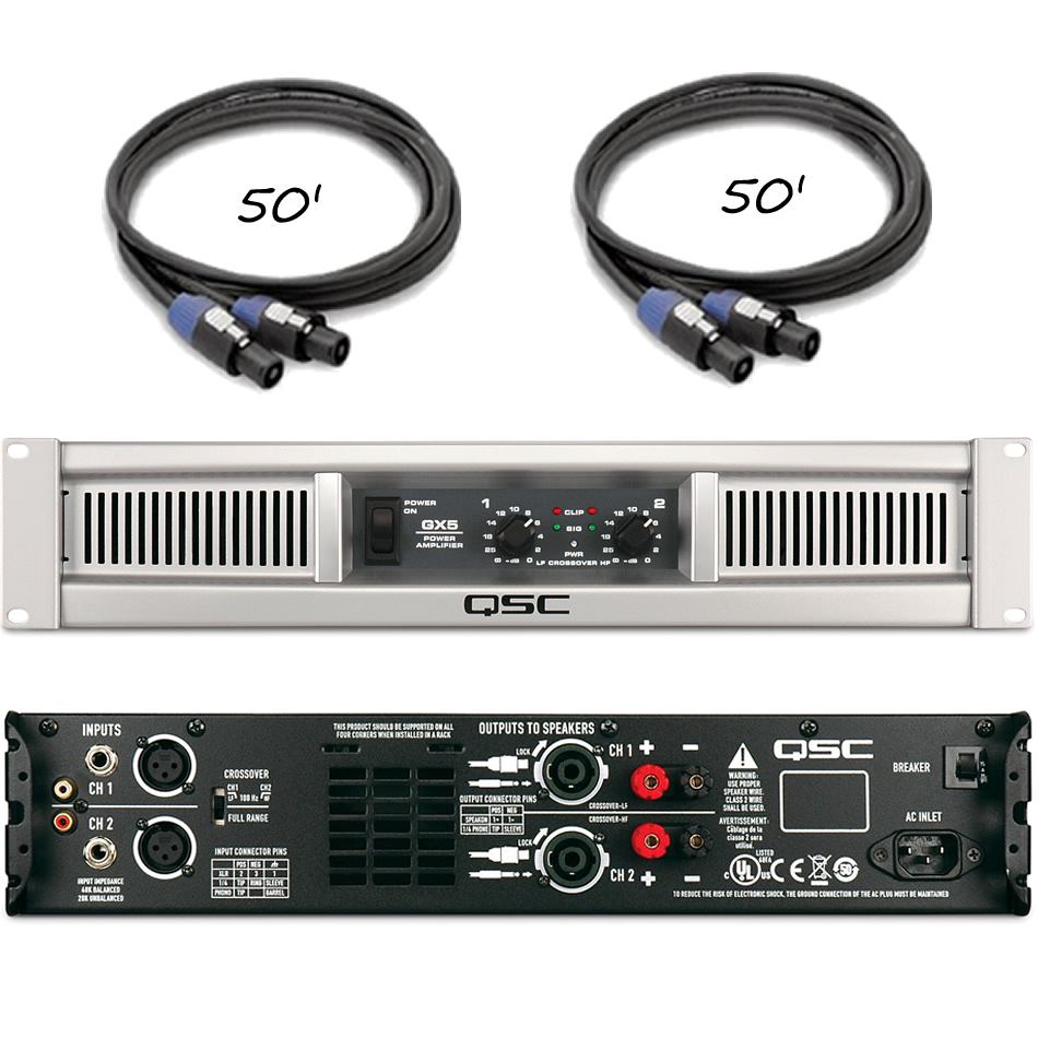 EV ELX112 Speaker Pair + QSC GX5 Amp + Hosa 50' Cables - Image 3