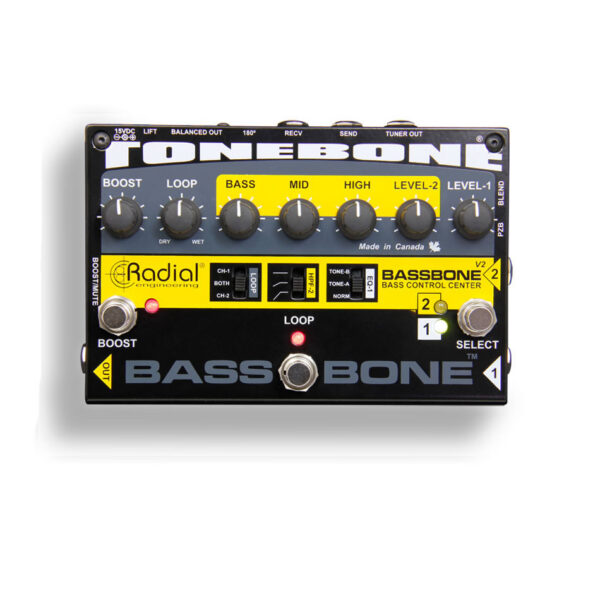 RADIAL Bassbone V2 Bass Preamp/DI + Power Supply, Open Box Mint