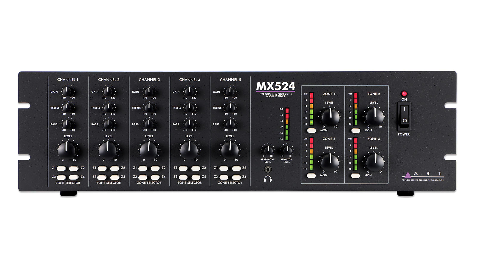 ART MX524 5-Channel 4-Zone Mic/Line Rack Mixer - Image 2